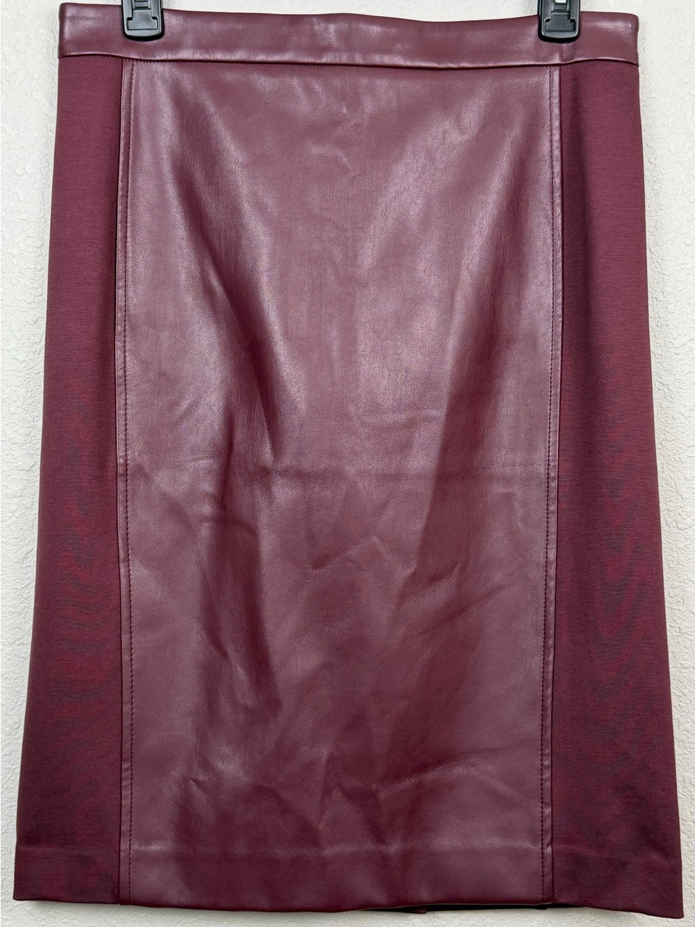 Ann Taylor Factory Pencil Skirt 6 Burgundy Faux Leather Ponte NWT READ